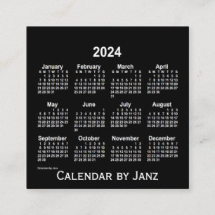 Neon White Calendar von Janz 2024 Quadratische Visitenkarte