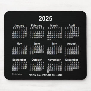 Neon White Calendar von Janz 2025 Mousepad
