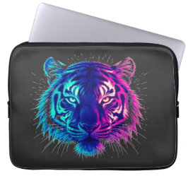 Neon White Tiger – Glowing Cyberpunk Wildlife Art Laptopschutzhülle