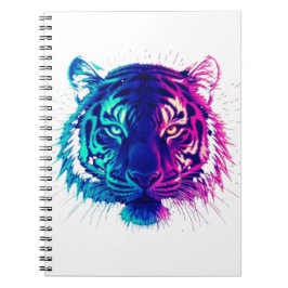 Neon White Tiger – Glowing Cyberpunk Wildlife Art Notizblock