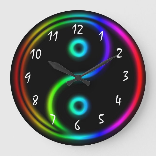 Neon wie Rainbow Yang Große Wanduhr (Vorderseite)