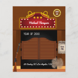 Neon Wild West Cowboy themed Graduation Party Flyer