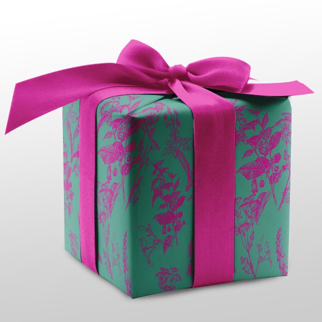 Neon Wildblume Rosa und Türkis Geschenkpapier Set (Von Creator hochgeladen)