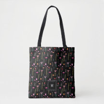 Neon Wildblumen auf Schwarz,
