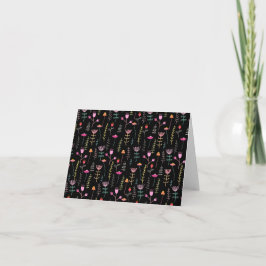 Neon Wildblumen auf Schwarz (für Ihre Nachricht le Karte