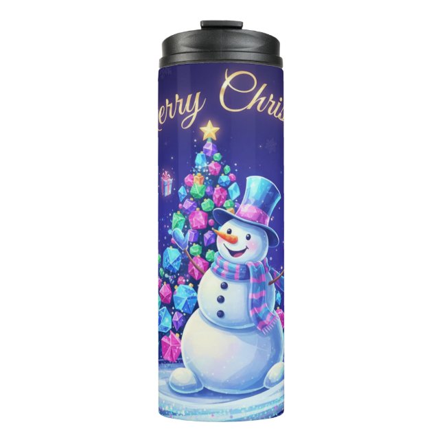 Neon Winter Galaxy Holiday Greeting Thermosbecher (Vorderseite)