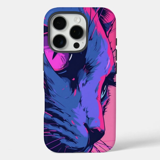 Neon Wolf Abstract Art iPhone-Hülle – Fetter Cyber Case-Mate iPhone Hülle (Rückseite)