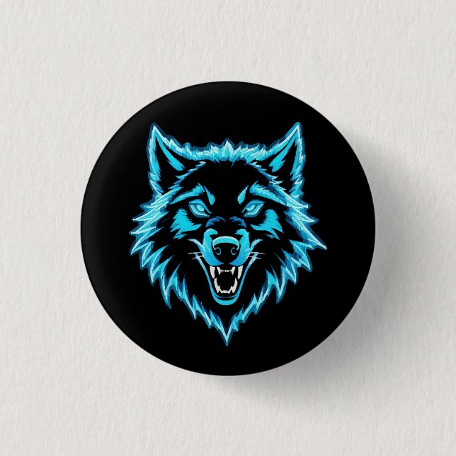 Neon Wolf Button (Vorderseite)