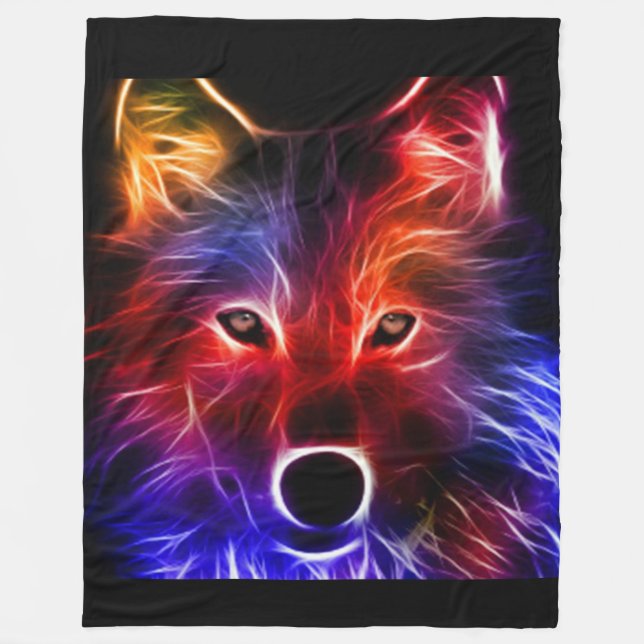 NEON WOLF FLEECEDECKE (Vorderseite)