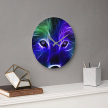 Neon Wolf Galaxy Kunst – Farbige Mystische Wolf De
