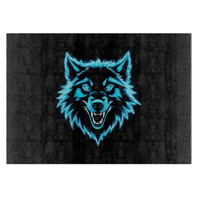 Neon Wolf Schneidebrett (Vorderseite)