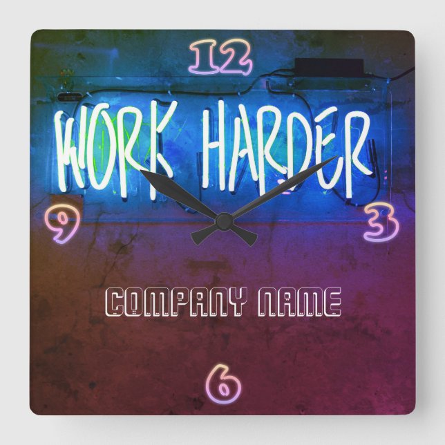 Neon Work Harry Office Staff Room Personalisiert Quadratische Wanduhr (Vorderseite)