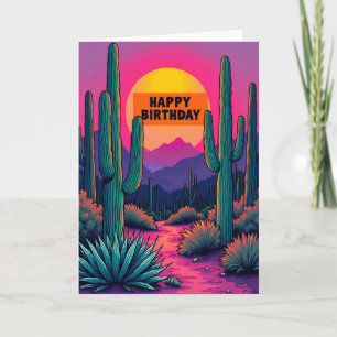 Neon-Wüsten-Geburtstagskarte Karte