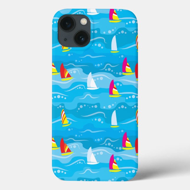Neon Yacht Pattern Case-Mate iPhone Hülle (Rückseite)