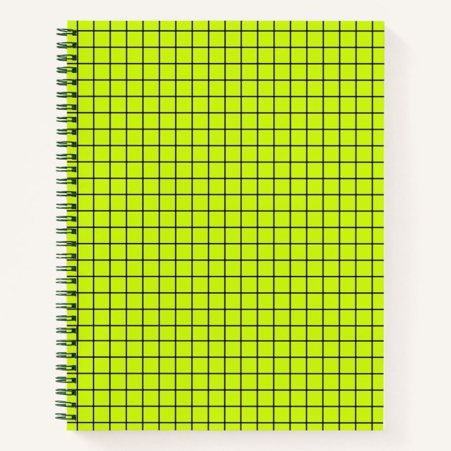 Neon Yellow Black Grid Uni für Notebook-PCs Notizbuch (Vorderseite)
