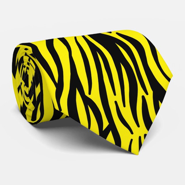 Neon Yellow Black Zebra Streifen farbenfrohe Muste Krawatte (Gerollt)