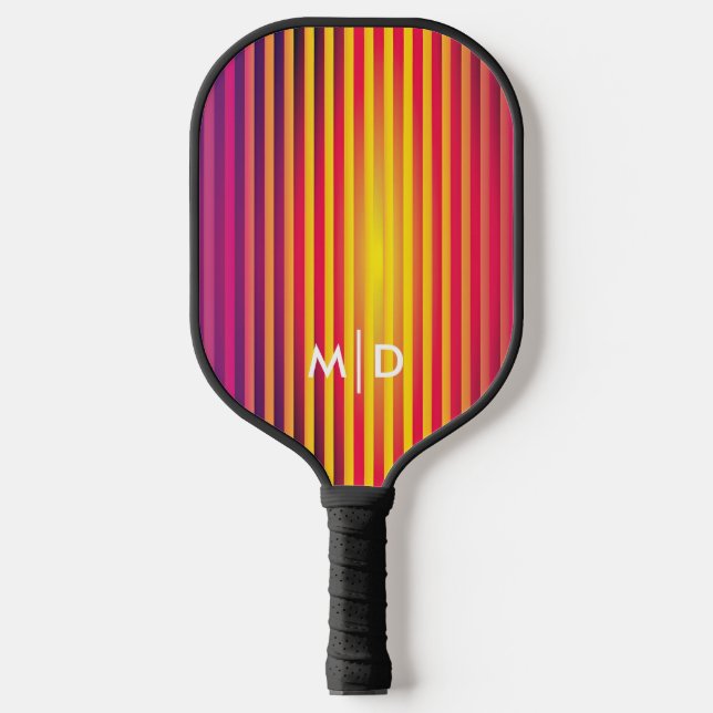 Neon Yellow Gradient Monogram Pickleball Paddel Schläger (Vorderseite)
