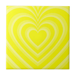 Neon Yellow Hypnotic Herz Liebe Pattern Fliese