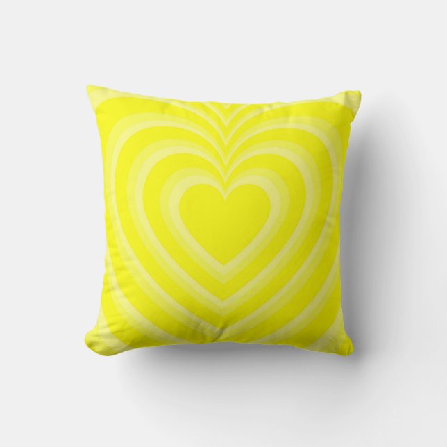 Neon Yellow Hypnotic Herz Liebe Pattern Kissen (Vorderseite)