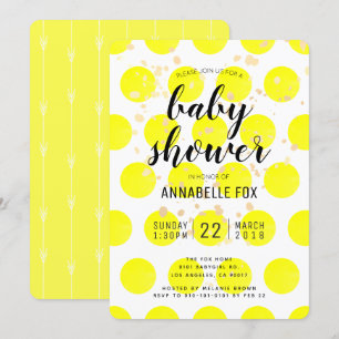 Neon Yellow Polka Dots Baby Shower Einladungskarte Einladung