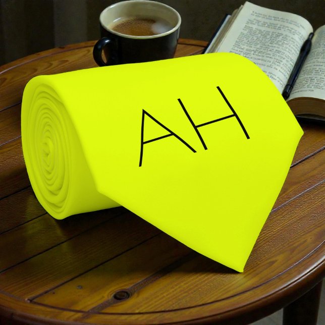 Neon Yellow Retro Monogramm Fluoreszenzröhre Krawatte (Von Creator hochgeladen)