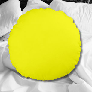 Neon Yellow Solid Color Classic Rundes Kissen