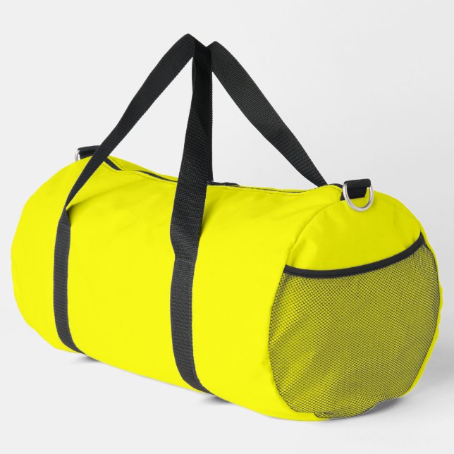Neon Yellow Solid Color Duffle Bag (Rechte Ecke)