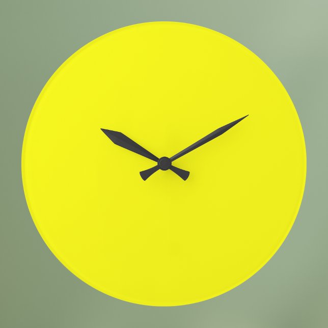 Neon Yellow Solid Color Große Wanduhr (Von Creator hochgeladen)