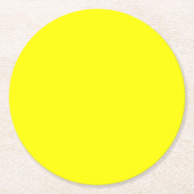 Neon Yellow Solid Color Runder Pappuntersetzer (Vorderseite)
