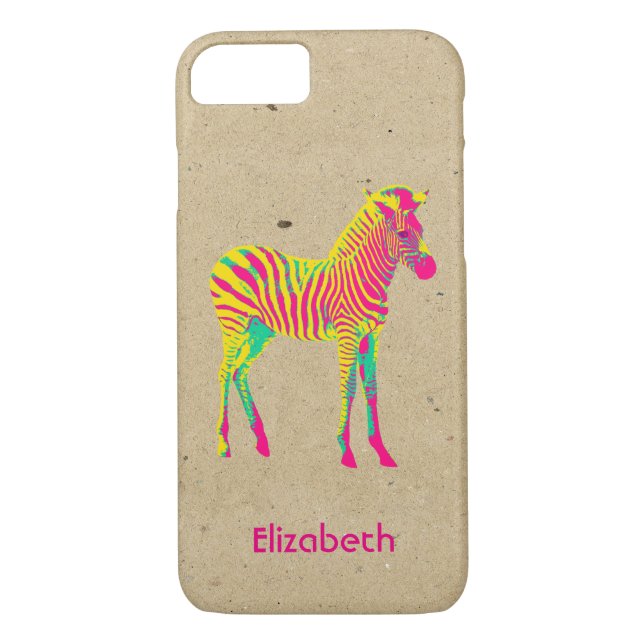 Neon Zebra Baby Animal Personalisiert Funky Retro Case-Mate iPhone Hülle (Rückseite)