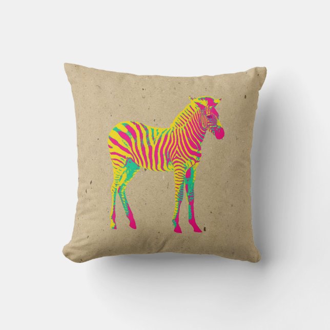 Neon Zebra Baby Animal Psychedelic Funky Retro Kissen (Vorderseite)