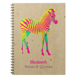 Neon Zebra Baby Animal Psychedelic Funky Retro Notizblock