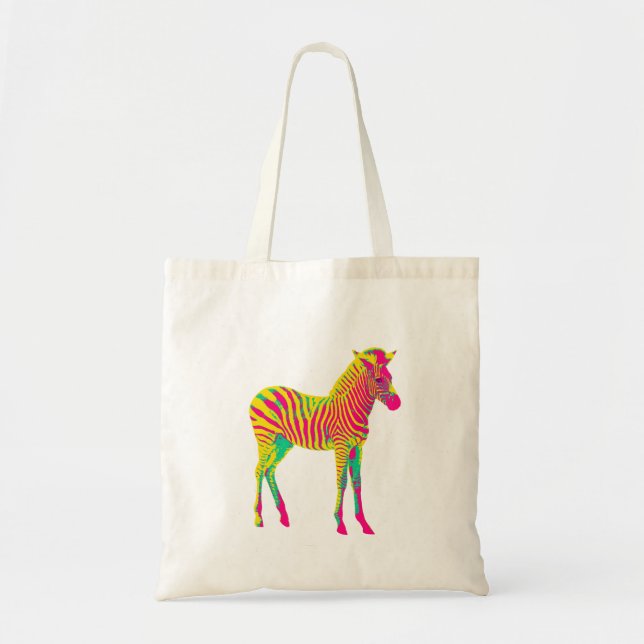 Neon Zebra Baby Animal Psychedelic Funky Retro Tragetasche (Vorne)