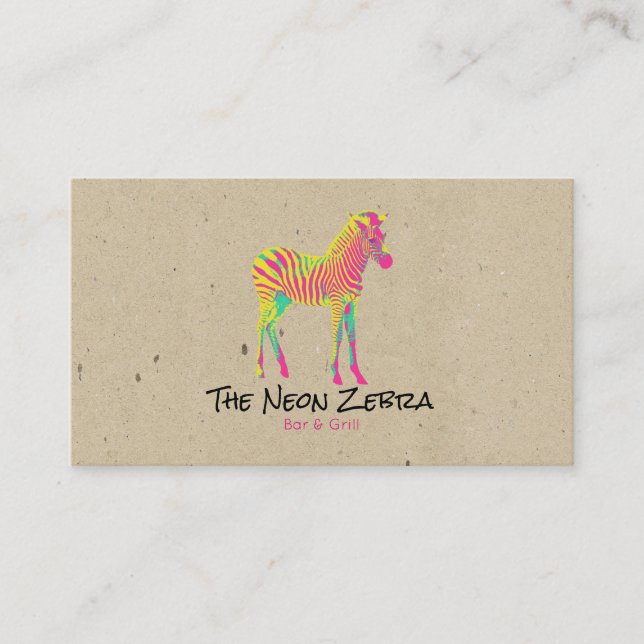 Neon Zebra Baby Animal Psychedelic Funky Retro Visitenkarte (Vorderseite)