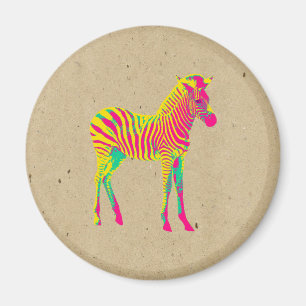 Neon Zebra Baby Animal Psychedelic Niedlich Funky Magnet