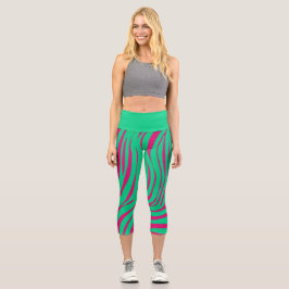Neon-Zebra-Muster-Mode-Leggings Capri Leggings