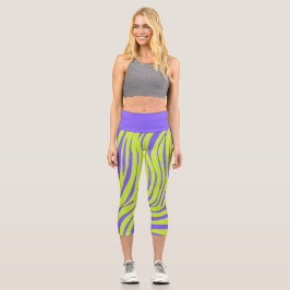 Neon-Zebra-Muster-Mode-Leggings Capri Leggings