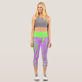 Neon-Zebra-Muster-Mode-Leggings Capri Leggings