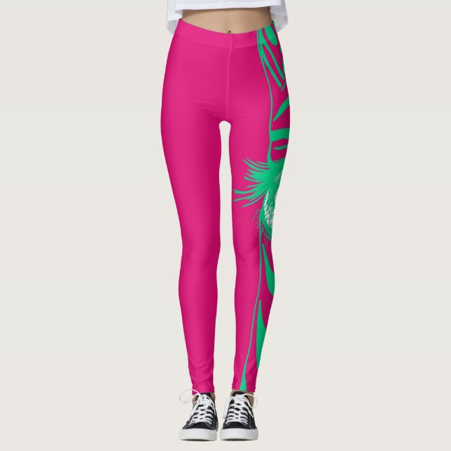 Neon-Zebra-Muster-Mode-Leggings Leggings (Vorderseite)