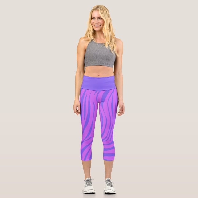 Neon-Zebra-Muster-Modell-Leggings Capri Leggings (Vorderseite)