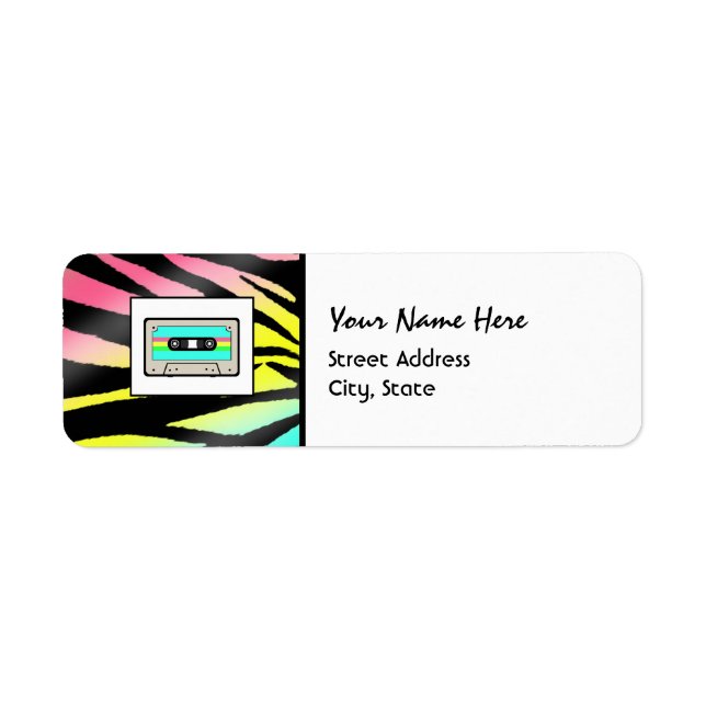 Neon Zebra Print & Cassette Tape Address Labels (Vorne)