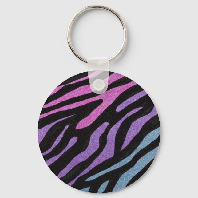 Neon Zebra Print Schlüsselanhänger (Vorderseite)