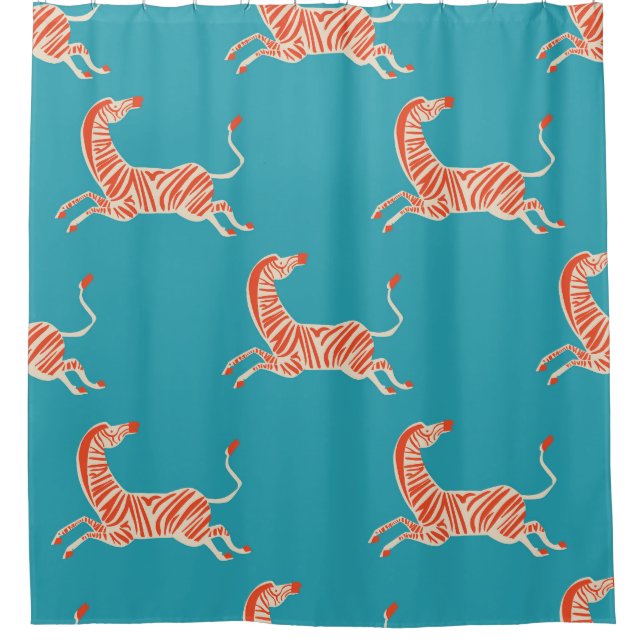 Neon Zebra: Retro farblos, nahtlos Duschvorhang (Vorderseite)
