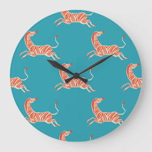 Neon Zebra: Retro farblos, nahtlos Große Wanduhr