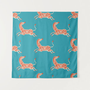 Neon Zebra: Retro farblos, nahtlos Wandteppich