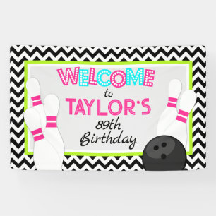 Neon Zickzack Bowling Birthday Banner