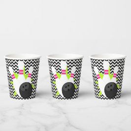 Neon Zickzack Bowling Party Paper Cups Pappbecher