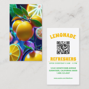 neon Zitronen Limetten mit QR-Code Visitenkarte