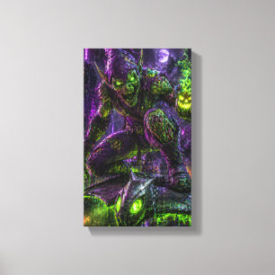 Neon-Zombie-Goblin-Wandkunst – Cyberpunk-Horror-Mu Leinwanddruck