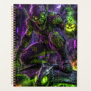 Neon-Zombie-Goblin-Wandkunst – Cyberpunk-Horror-Mu Planer